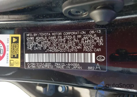 2013 Lexus Ct 200 z USA, uszkodzony, nr VIN JTHKD5BH2D2162976